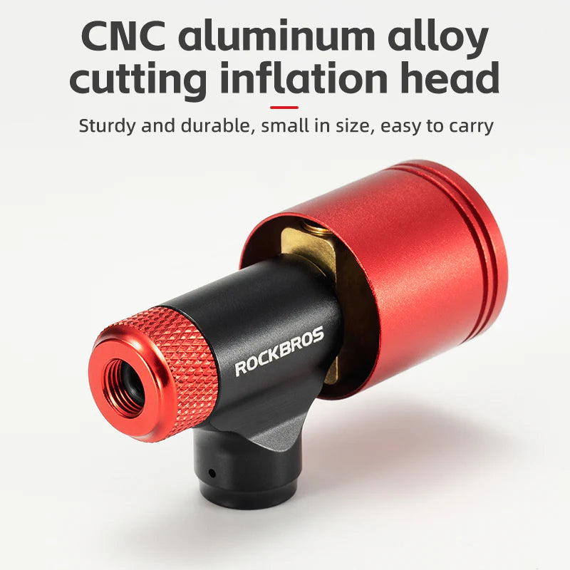 ROCKBROS Bicycle CO2 Pump Head With Gauge Compact MTB Bike Tire Inflation Head