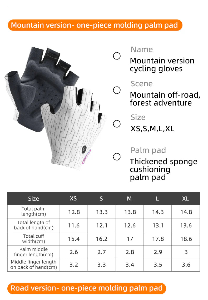 ROCKBROS Mountain Road Cycling Fingerless Gloves Shockproof Breathable Non-Slip
