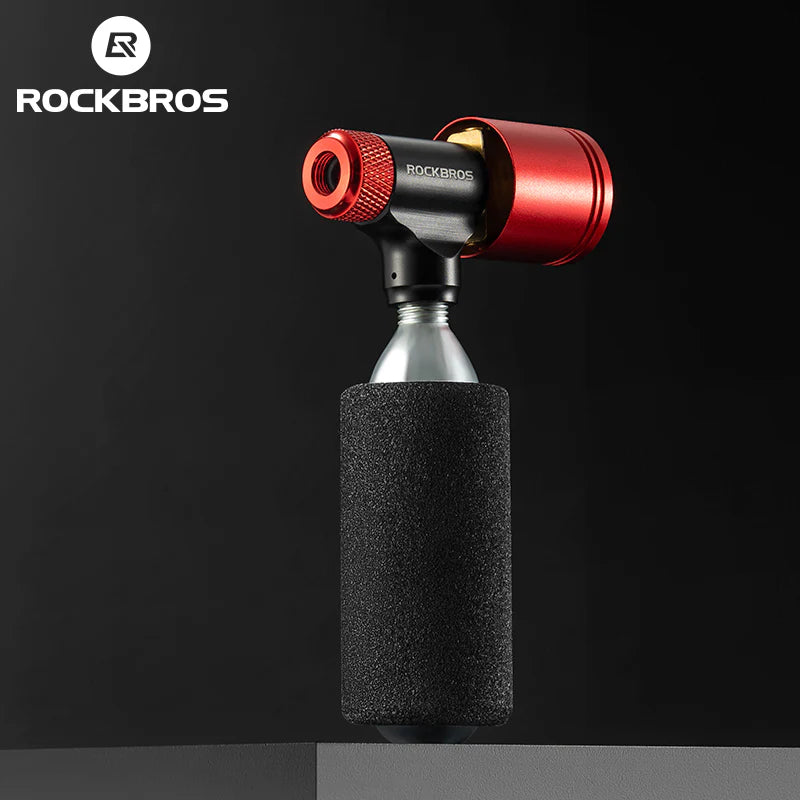 ROCKBROS Bicycle CO2 Pump Head With Gauge Compact MTB Bike Tire Inflation Head
