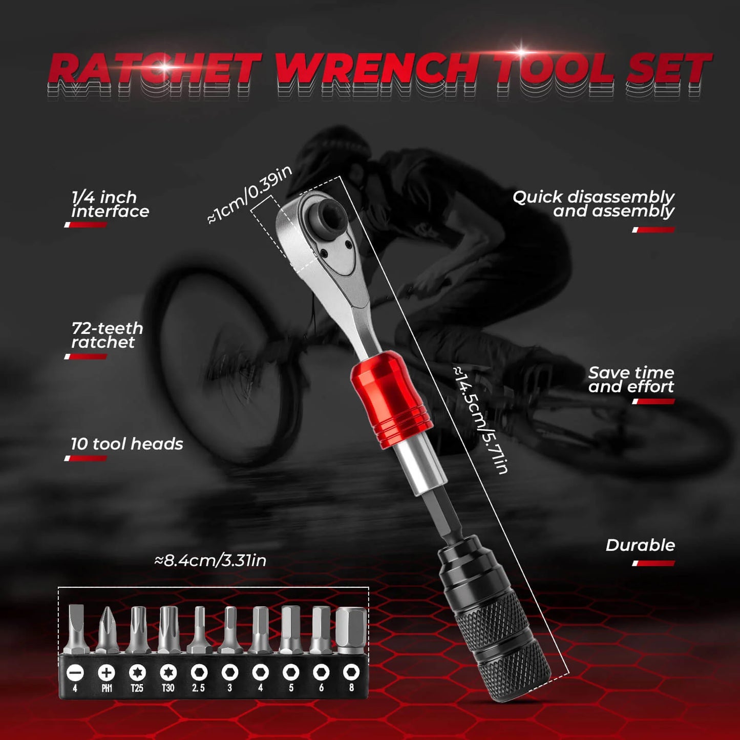 ROCKBROS Bicycle Bike Repair Tool Set Spanner 72-Tooth Ratchet Wrench Tools Kit