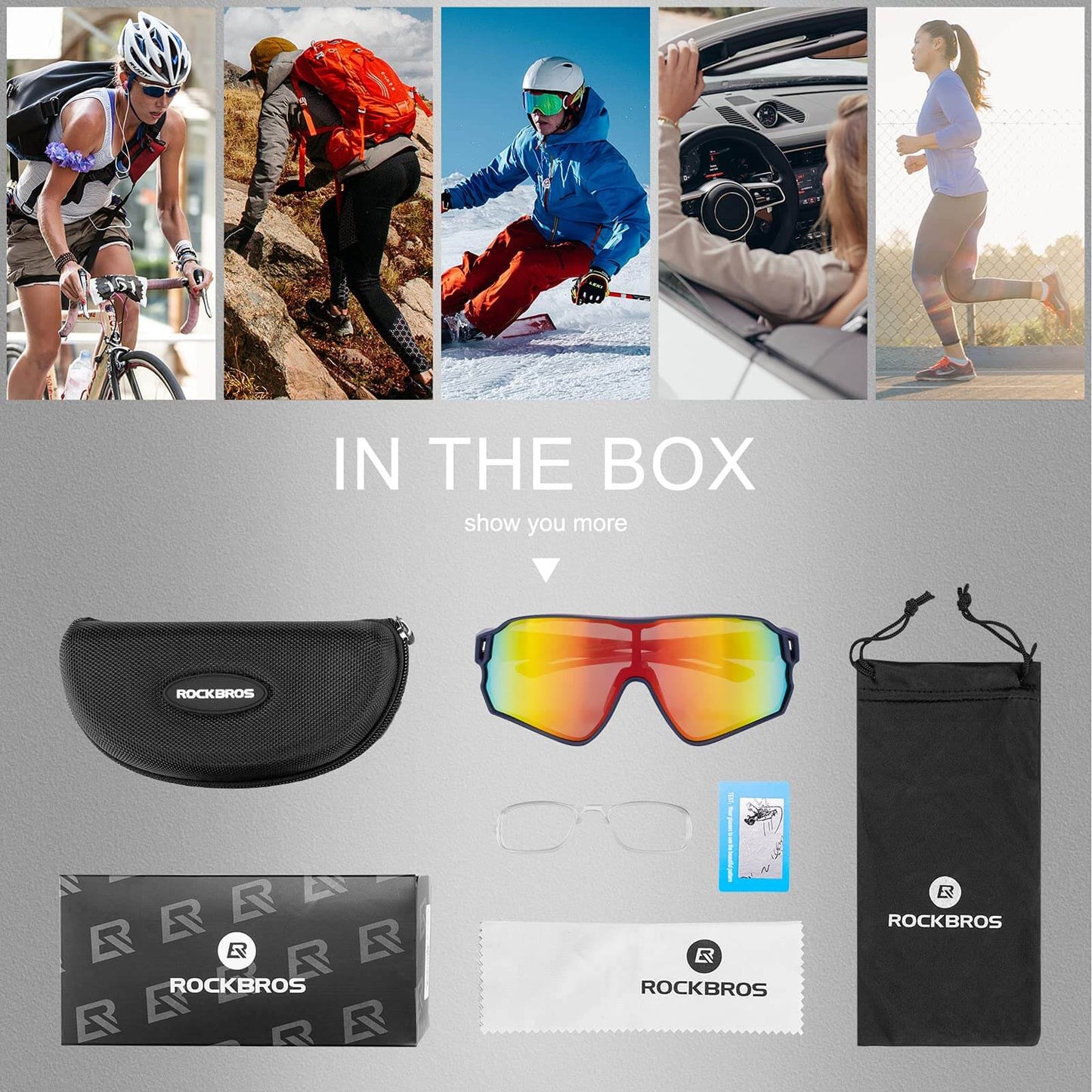 Rockbros Polarised Full Lens Sunglasses For Cycling Outdoor Sports Eyewear UV400