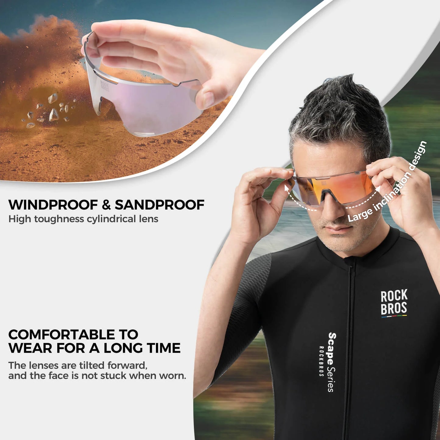 【ROAD TO SKY】 Photochromatic Cycling Sunglasses-BOUNDLESS (includes two extra lenses)
