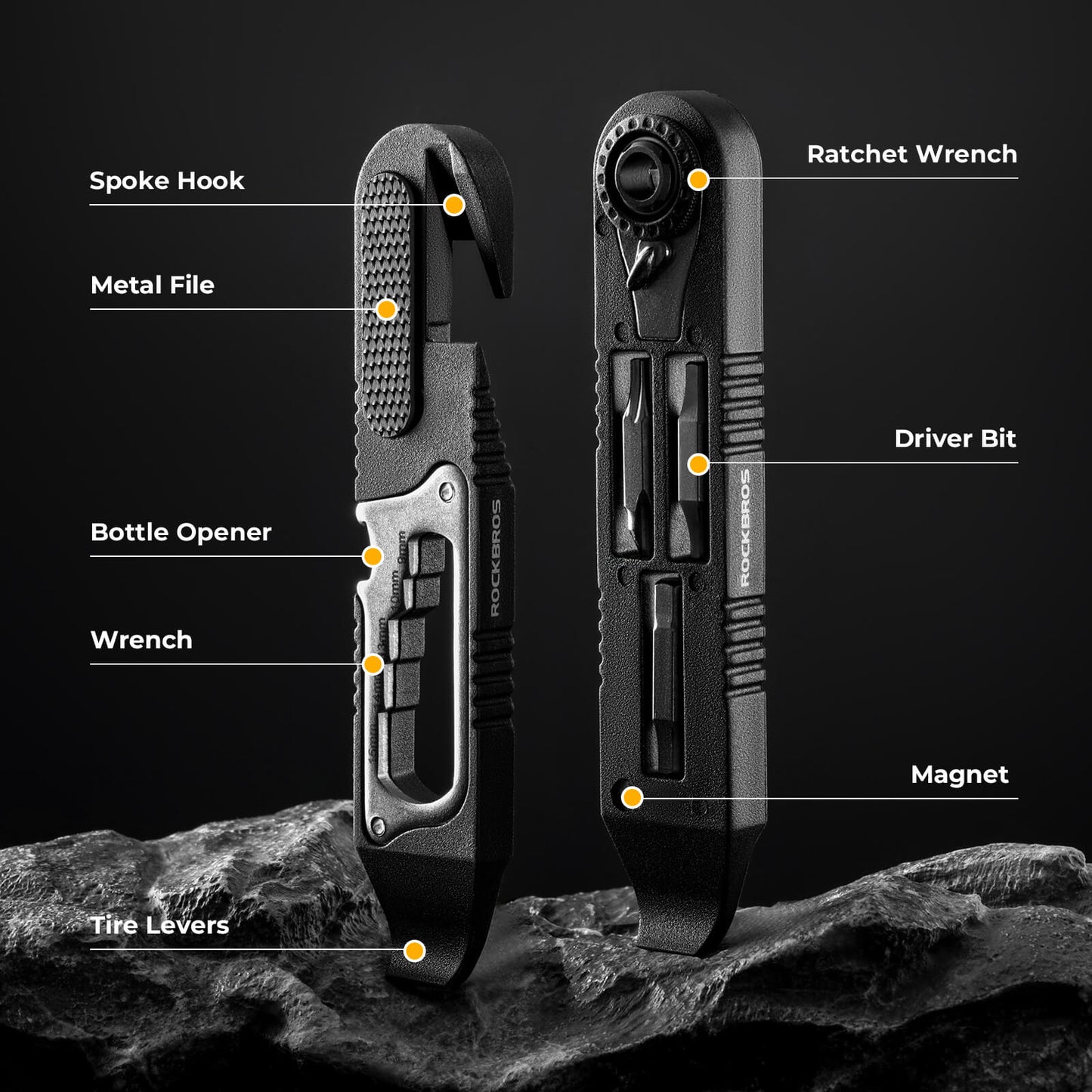 ROCKBROS Bike Bicycle Tire Lever Portable Multi-function Hex Wrench Spoke Hook Tool Kit