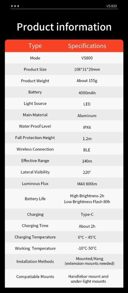 VS800 Smart Front Light