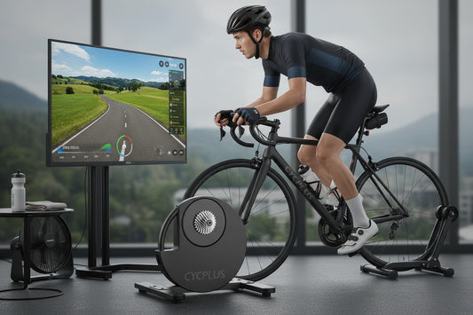 CYCPLUS bike trainer on a white background