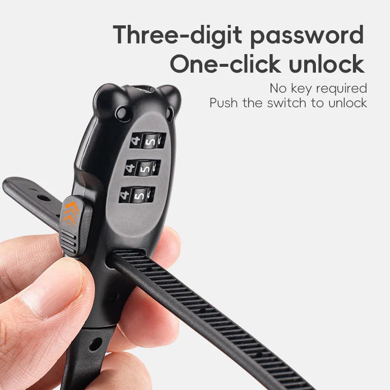 ROCKBROS 3-digit Password Tie Helmet Lock Multipurpose Bicycle Portable Anti-theft Bike Accessories