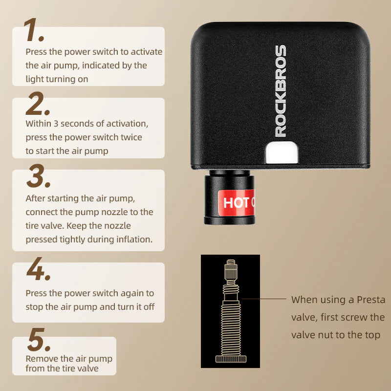 ROCKBROS Mini Electric Bike Pump AS1