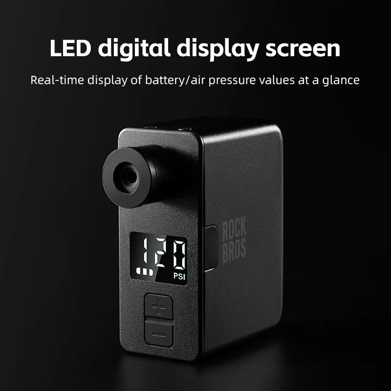 ROCKBROS AS1 PRO Portable Mini Electric Bike Pump - 120PSI with LED Screen