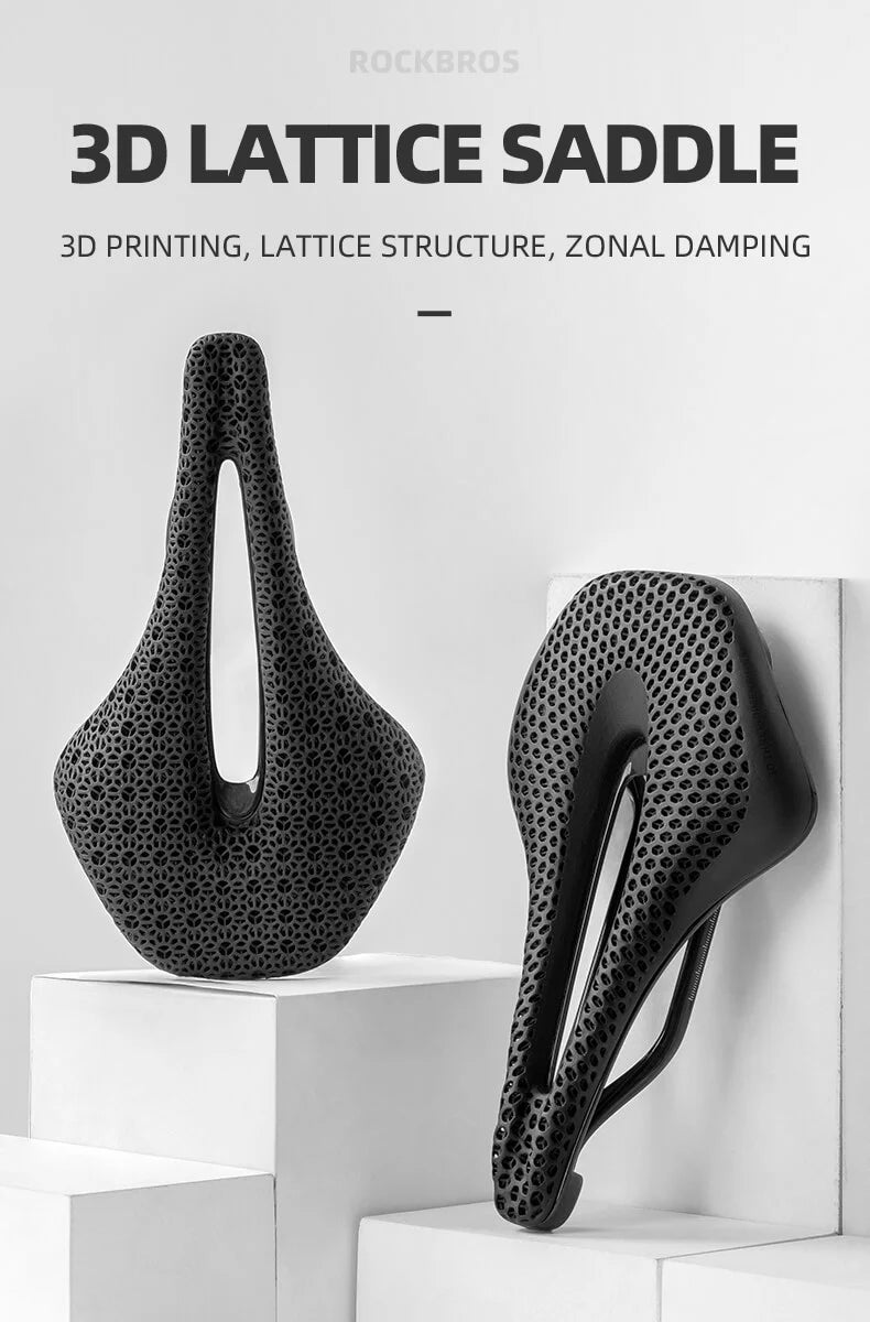 ROCKBROS Ultralight Carbon Fiber Road Racing Saddle - 3D Printed Hollow & Shockproof Design