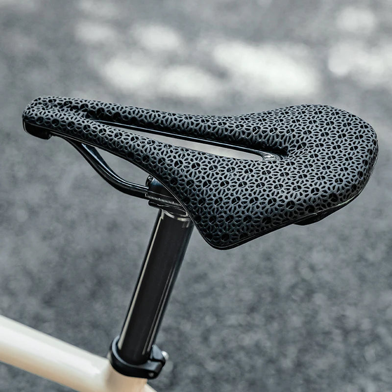 ROCKBROS Ultralight Carbon Fiber Road Racing Saddle - 3D Printed Hollow & Shockproof Design