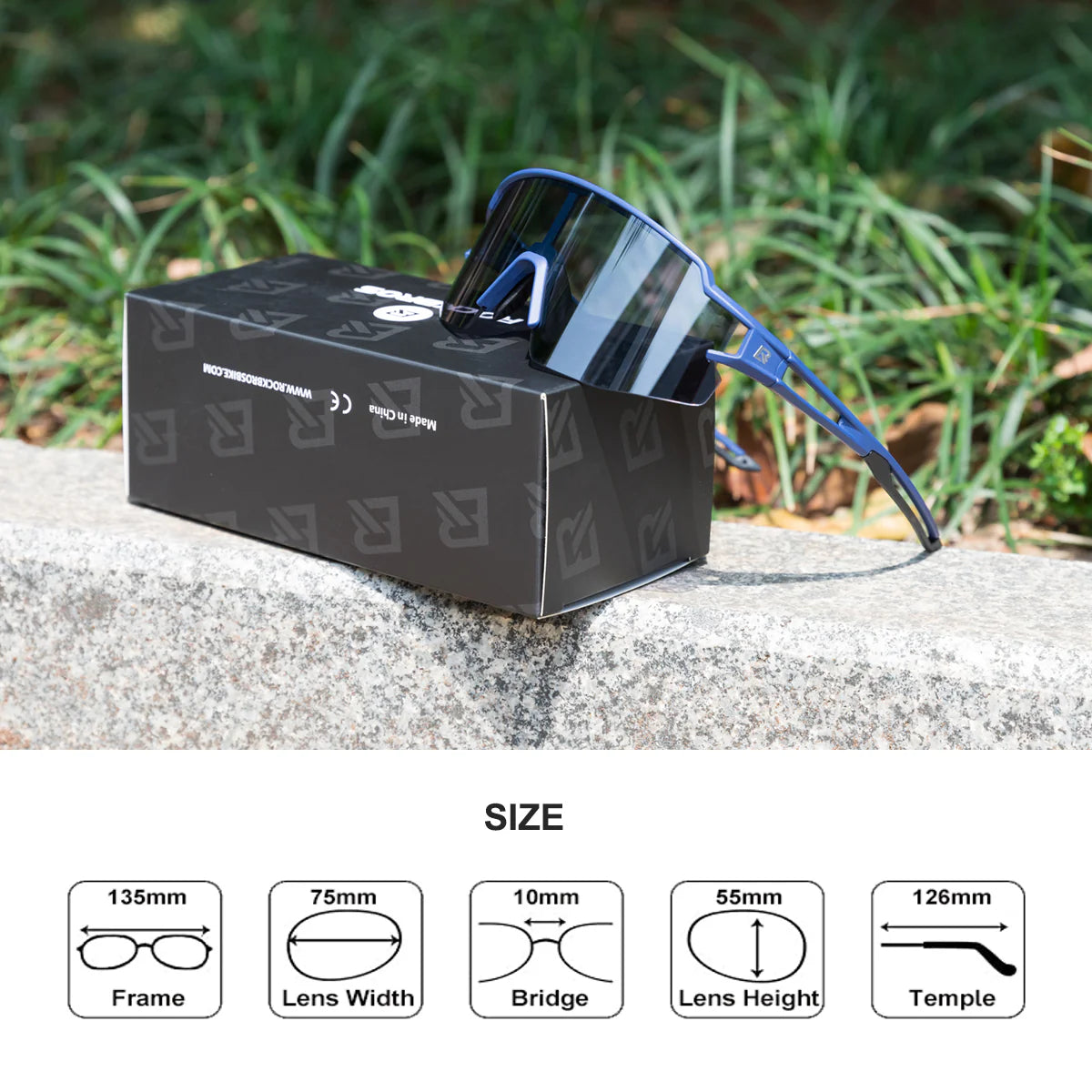 Rockbros Half Frame Photochromic Sport Sunglasses Cycling Bike Glasses UV400