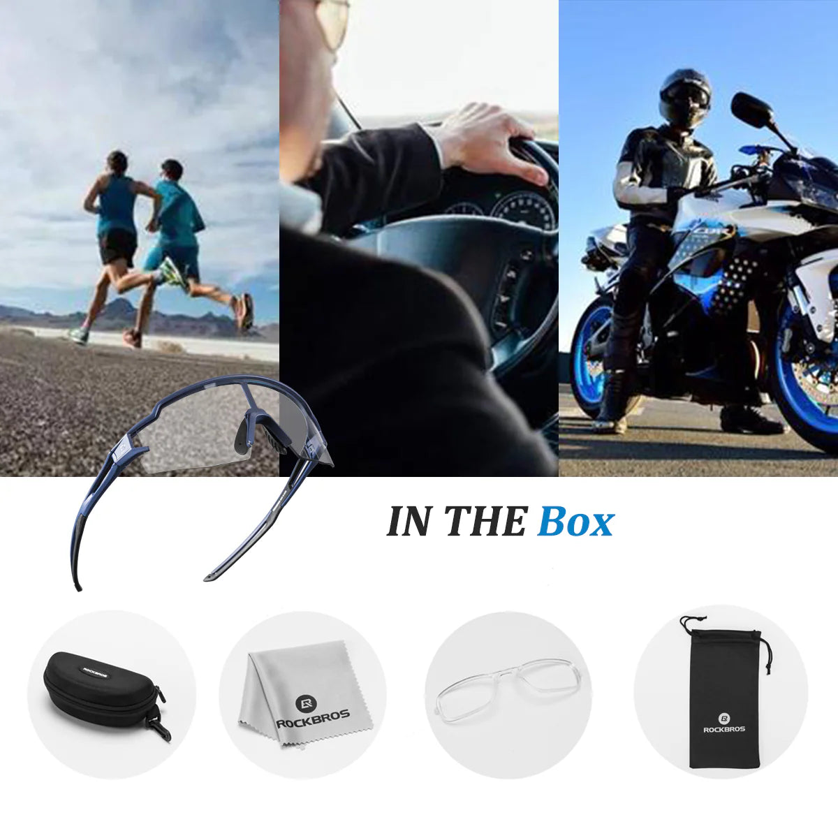 Rockbros Half Frame Photochromic Sport Sunglasses Cycling Bike Glasses UV400