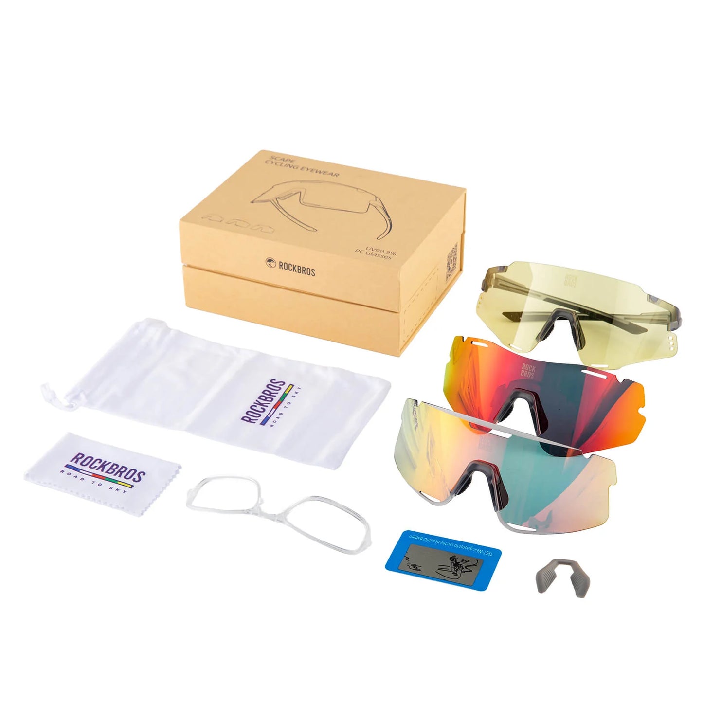 【ROAD TO SKY】 Photochromatic Cycling Sunglasses-BOUNDLESS （includes two extra lenses)