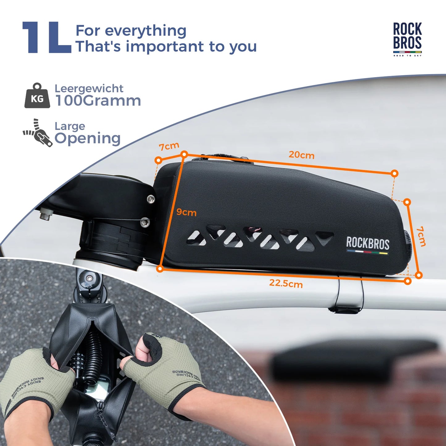 【ROAD TO SKY】 Waterproof Bike Top Tube Bag-AS-142