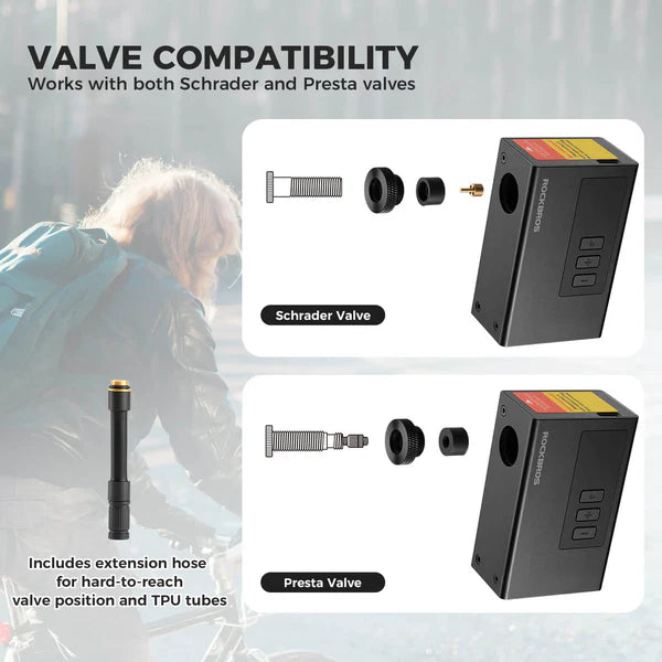 AS240 Portable Electric Air Pump 120PSI with LED Indicator Presta/Schrader Valve