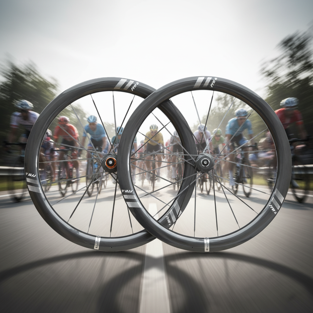 Pair of black bicycle wheels on a white background
